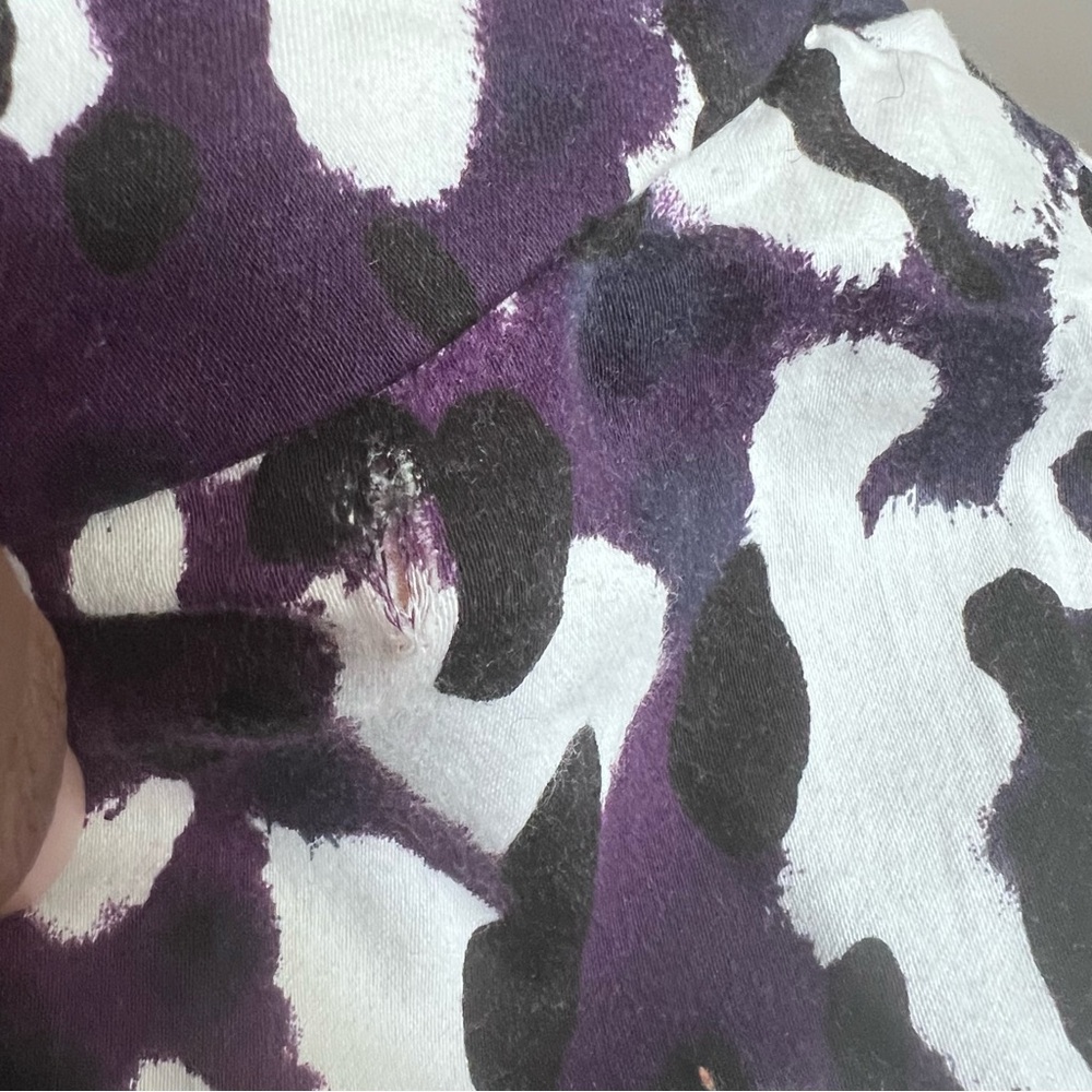 St. John Leopard Print Jacket SZ 16 Purple/White Classic Casual Cotton Button Up - Picture 12 of 15